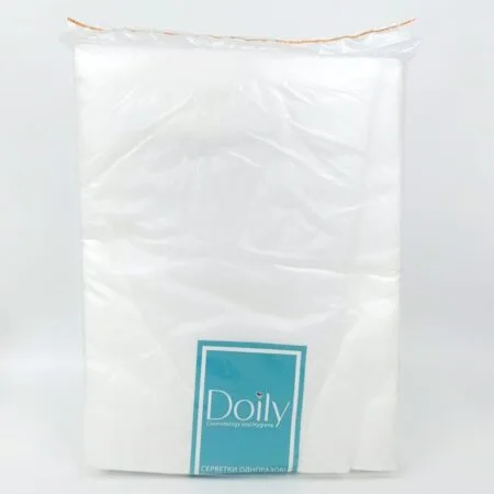 Одноразові безворсові косметологічні серветки Doily 30х40 см в пачці 100 шт гладкі