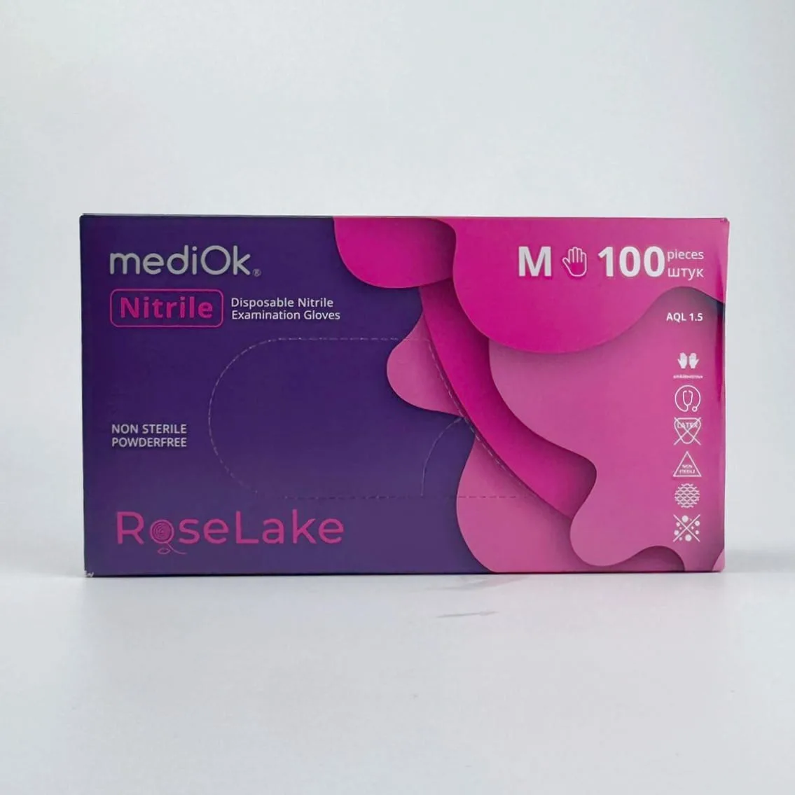 Рукавички нітрилові MediOk Rose Lake розмір M рожеві | IPRO