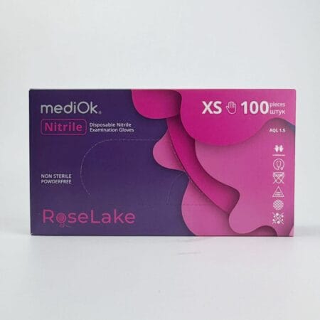 Нітрилові рукавички MediOk Rose Lake розмір XS рожеві