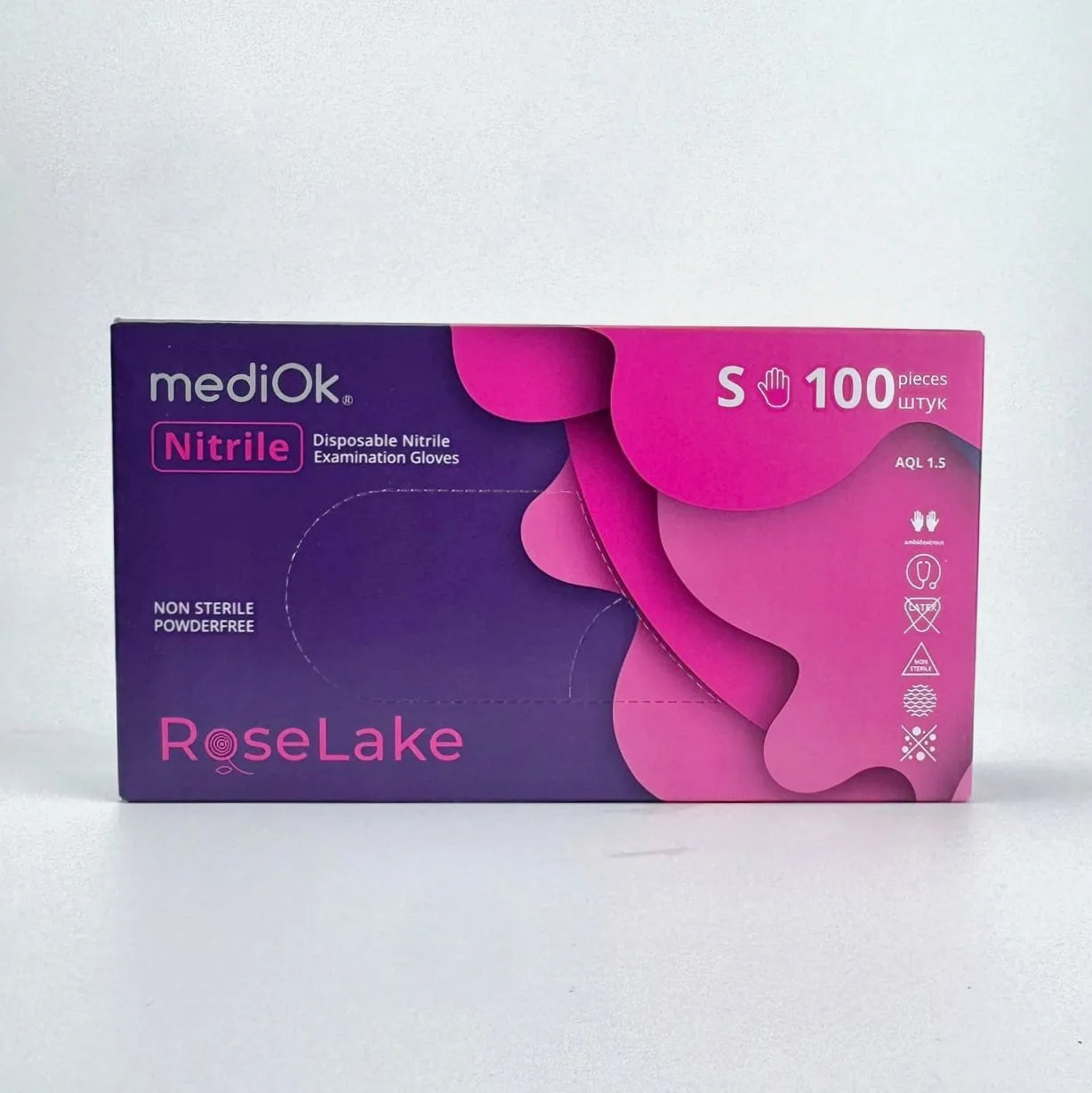Нітрилові рукавички MediOk Rose Lake розмір S рожеві | IPRO