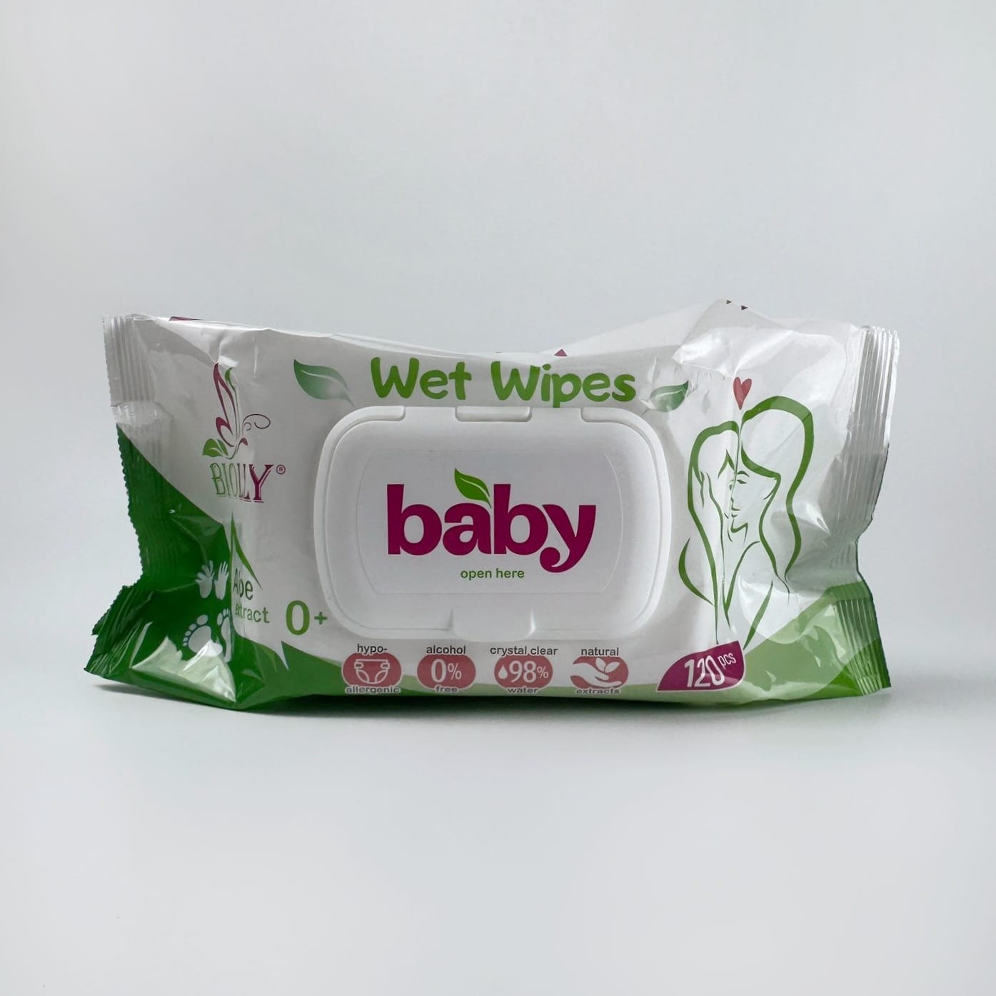 Вологі серветки Biolly Baby 120 шт з алое | IPRO