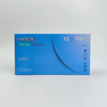 Рукавички нітрілові Mediok Ocean блакитні розмір XS щільність 3.5 г