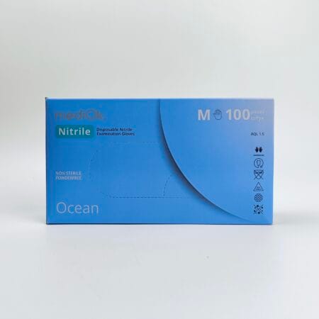 Рукавички нітрілові Mediok Ocean блакитні розмір M щільність 3.5 г