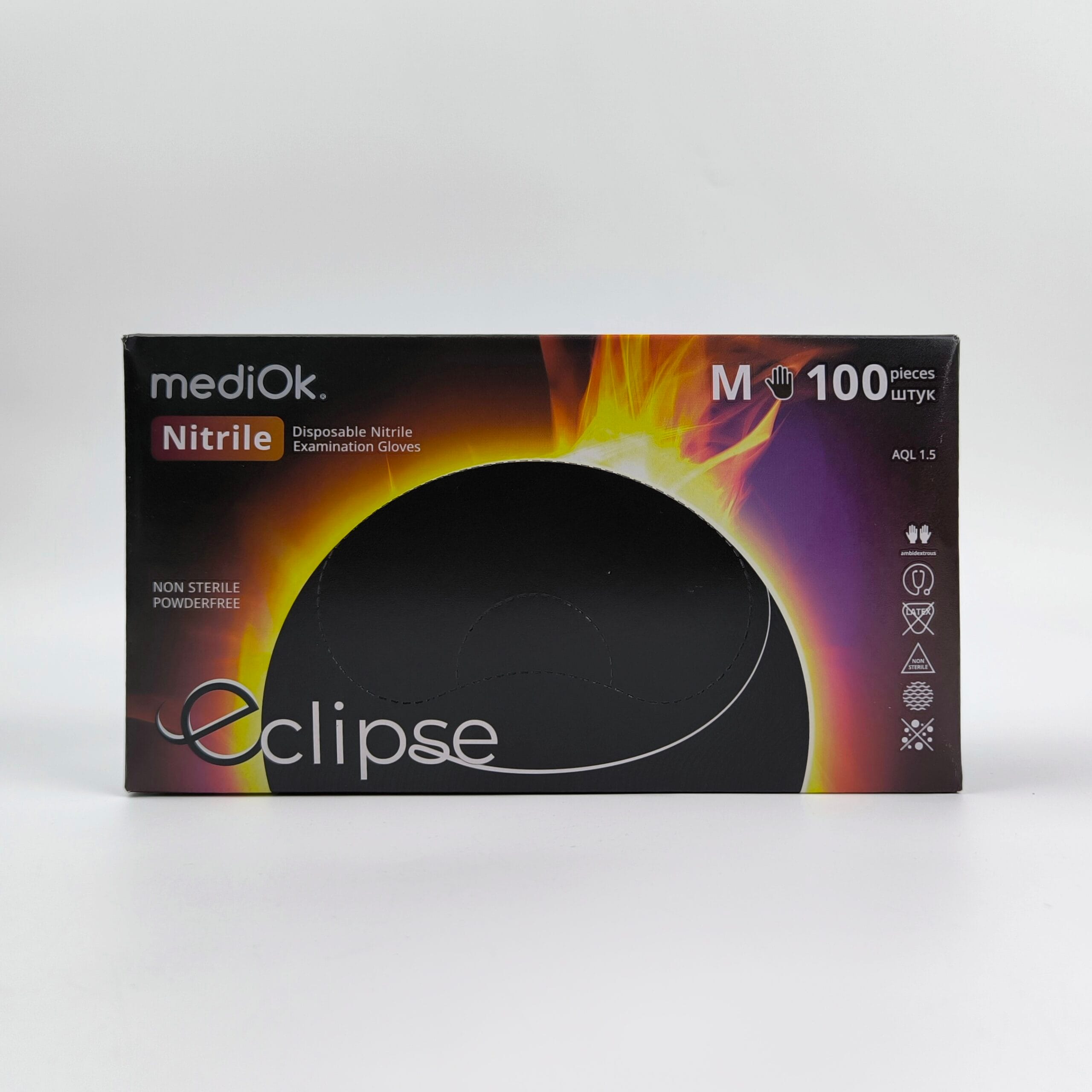 Рукавички нітрилові чорні 5.2 г Mediok Eclipse розмір М | IPRO